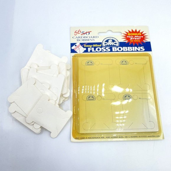 Vintage DMC Floss Bobbins 56 Cardboard Bobbins In Package & 20+ Loose Ones - Picture 1 of 3